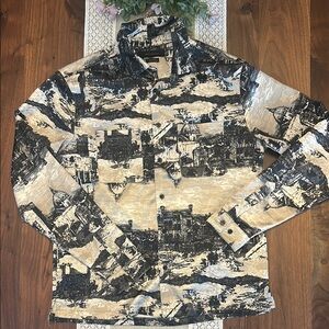 Men's Black and Tan Printed Jacket